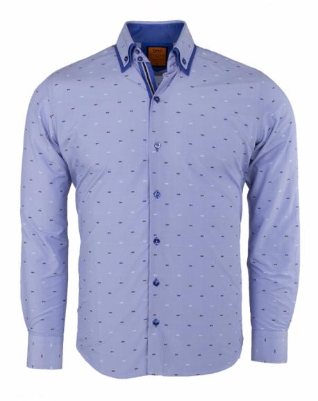 SL 6496 Men's light blue double collar long sleeved shirt